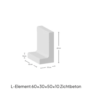 L-Element 60x30x50x10cm Zichtbeton