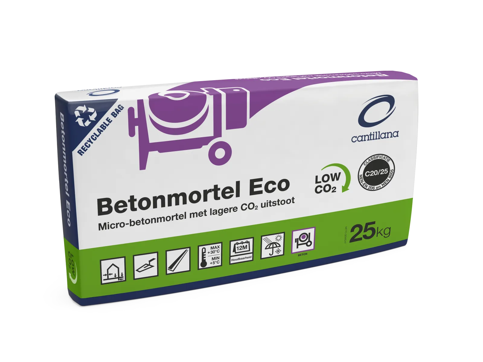 Cantillana Betonmortel C20/25 XC3 PE zak 25kg